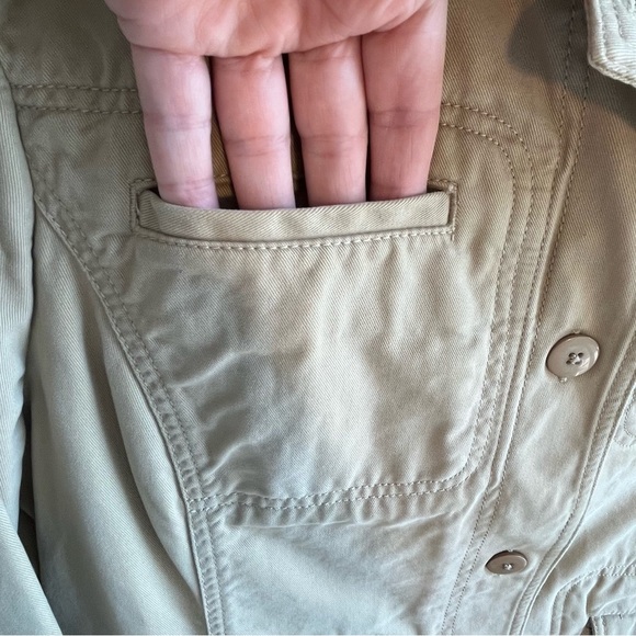 L.L. Bean Women's Beige Fitted Utility Jacket Pima Cotton Coat Medium Blazer - Picture 10 of 12